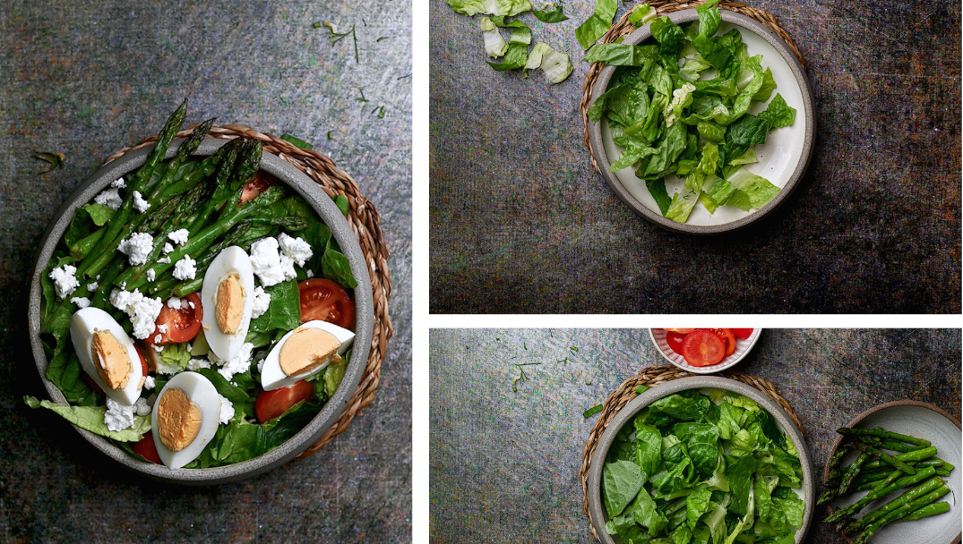 Πράσινη σαλάτα με σπαράγγια και φέτα από 3 λήψεις