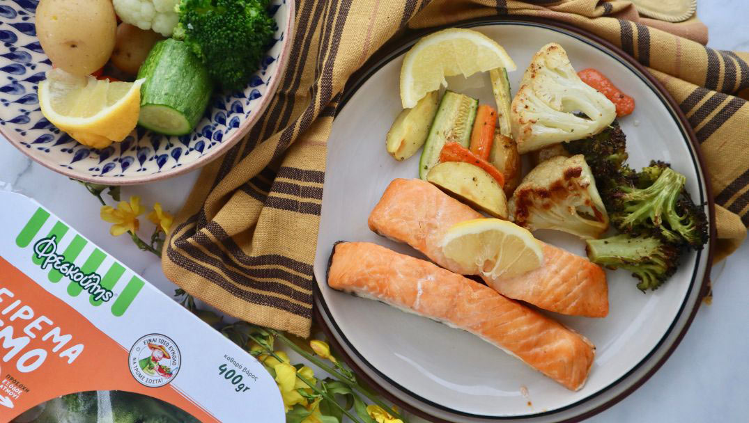 Σολομός με Ανάμεικτα Λαχανικά για Μαγείρεμα στον Ατμό από τον Φρεσκούλη