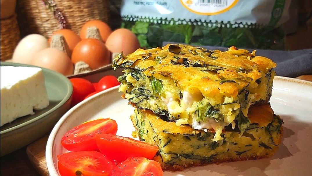 Κοντινή λήψη της συνταγής Μπομπότα με Σπανάκι