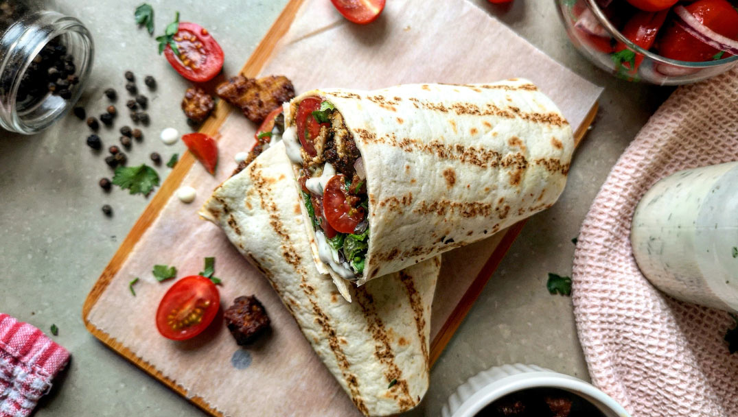 Τορτίγιες με τόφου και σως κάσιους