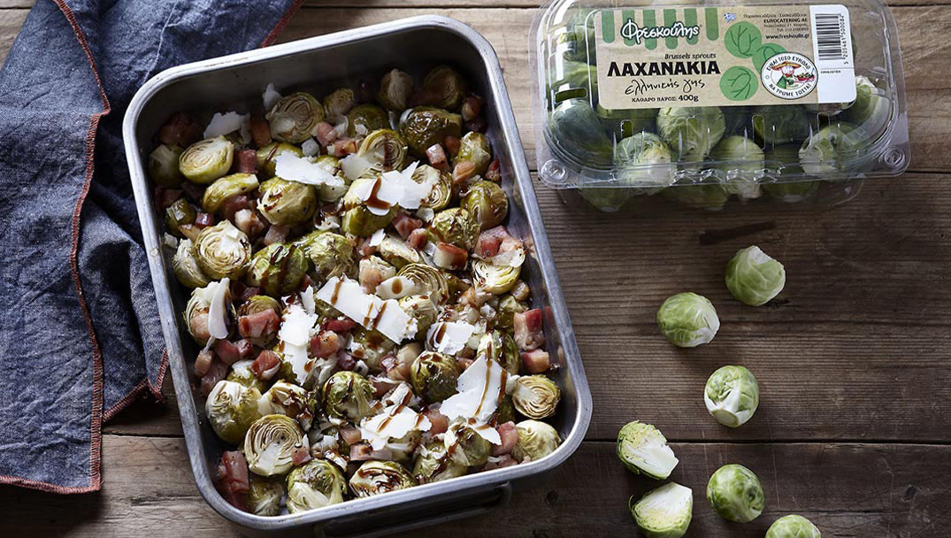 Λαχανάκια Βρυξελλών με μπέικον