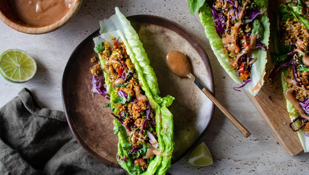 Vegan wraps σε μαρούλι ρομάνα